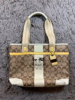 Vintage Y2K Coach Heritage Signature “C” Carriage Stripe Tote Bag